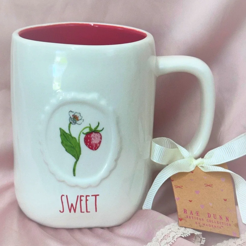 Rae Dunn SWEET Strawberry Mug NWT New Red Interior Artisan Collection by Magenta